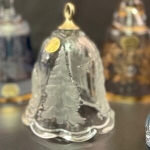 RCR Royal Crystal Rock Italy Lead Crystal Bell Santa Christmas Tree Frosted Star